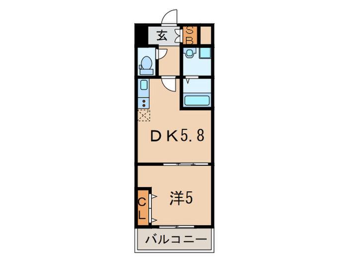 ファーストエフレシア立花II(1DK/5階)の間取り写真