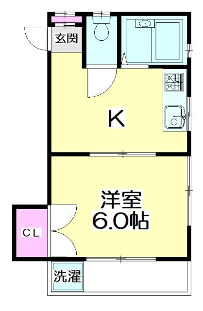 タカハシハイツ(1K/2階)の間取り写真