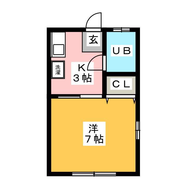 浅川コーポII(1K/1階)の間取り写真