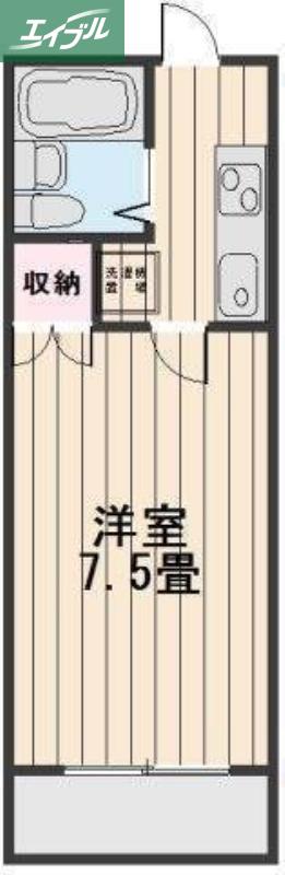 奥田西町ハイツ(1K/2階)の間取り写真