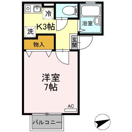 セジュール ローゼII(1K/2階)の間取り写真