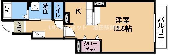 コーポ和広(ワンルーム/1階)の間取り写真