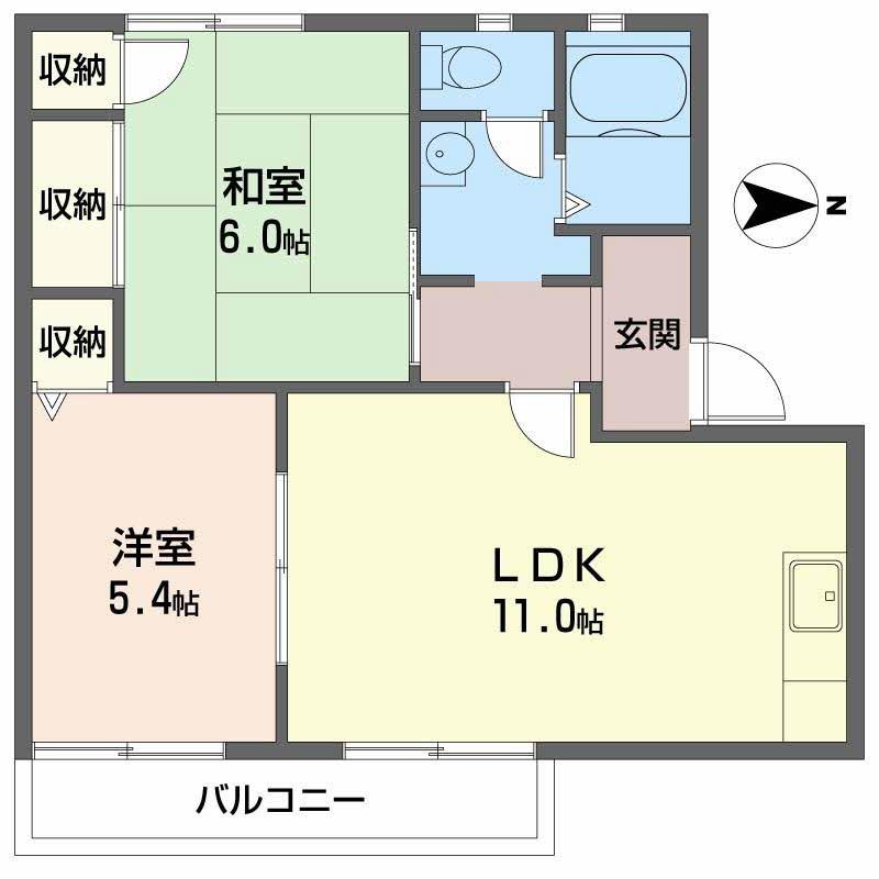 LAPIS ラピス(2LDK/2階)の間取り写真