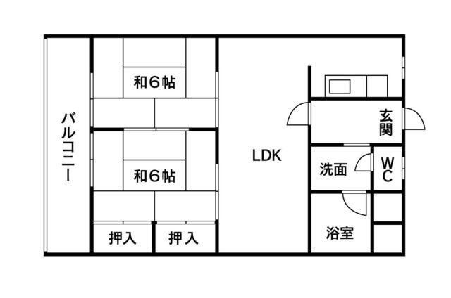 不二ビル(2LDK/4階)の間取り写真