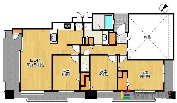 エイルマンション千早駅前(3LDK/4階)の間取り写真