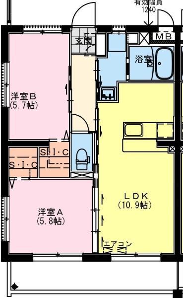 恒久南Tマンション(2LDK/3階)の間取り写真