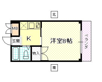 シャトー八木(1K/1階)の間取り写真