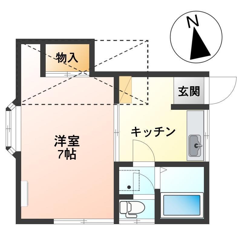 メールハイツ万代(1K/2階)の間取り写真