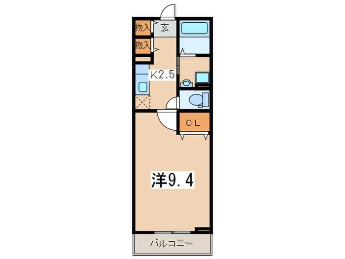 ソレイユ(1K/2階)の間取り写真
