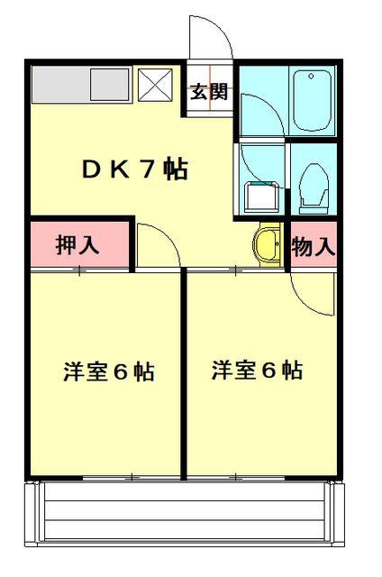清水ハイツ(2DK/1階)の間取り写真