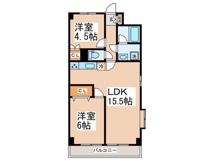 パームメゾン茅ヶ崎南(2LDK/4階)の間取り写真