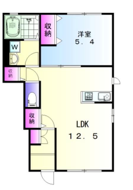 ラ・メゾンA(1LDK/1階)の間取り写真