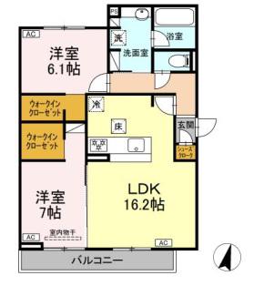 SUN GRACE(2LDK/1階)の間取り写真