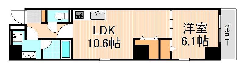 アンシエスタ(1LDK/4階)の間取り写真
