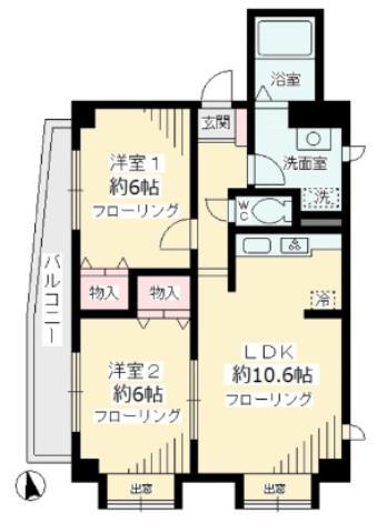ツインコート調布(2LDK/2階)の間取り写真