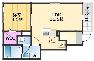 フリーデ プロムナード(1LDK/1階)の間取り写真