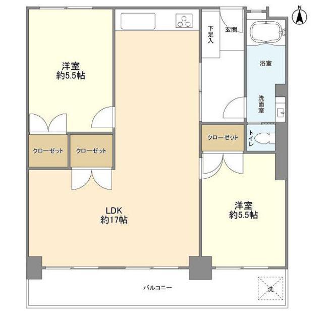 マンションニュー恵比寿(2LDK/7階)の間取り写真