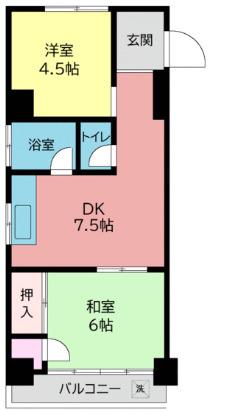 飛鳥ビル(2DK/4階)の間取り写真