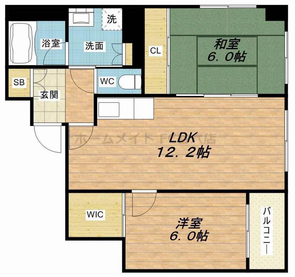 REBANGA船場APARTMENT(2LDK/6階)の間取り写真