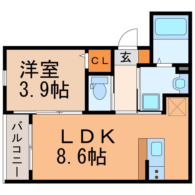 レイルズ新守山(1LDK/1階)の間取り写真