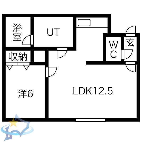 OS宮の森(1LDK/1階)の間取り写真