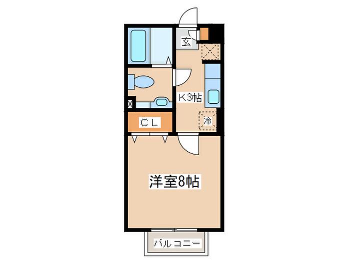 ボーヌファム III棟(1K/2階)の間取り写真