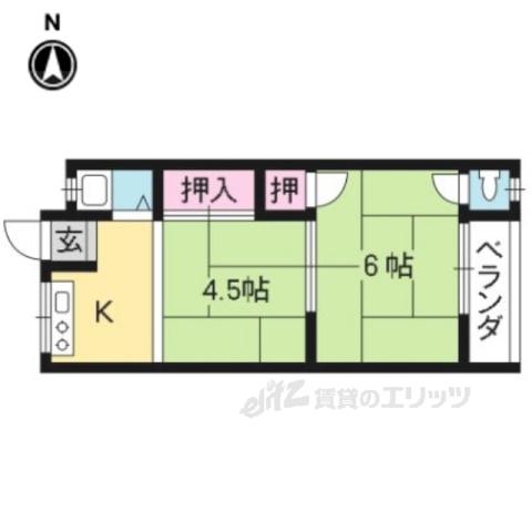 満苑コーポ(2K/2階)の間取り写真