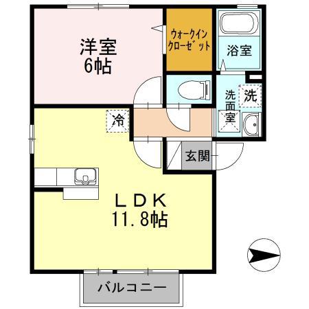 徳島県板野郡松茂町 2階建 築23年(1LDK/2階)の間取り写真
