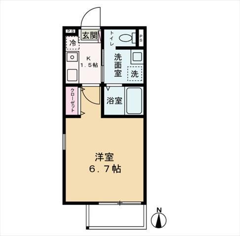 T-NEST(1K/2階)の間取り写真