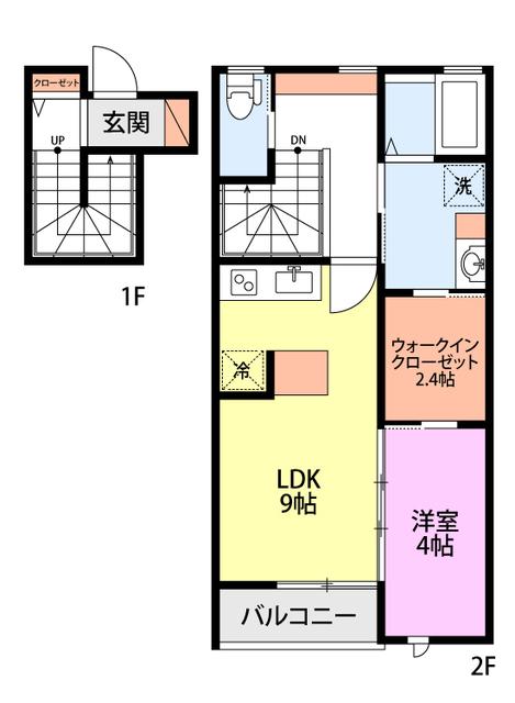 COMMON東出来島 B棟(1LDK/2階)の間取り写真
