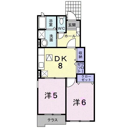 プロムナード アイB(2DK/1階)の間取り写真