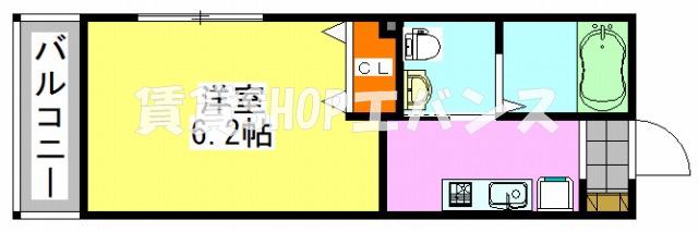 エスト津田沼(1K/3階)の間取り写真