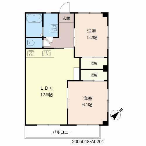 サンハイツもみじヶ丘(2LDK/2階)の間取り写真