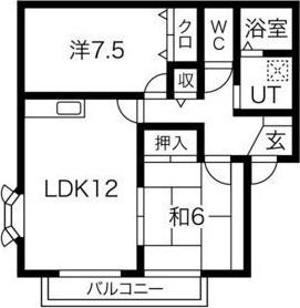 ガーデンスクエア伊丹B棟(2LDK/2階)の間取り写真