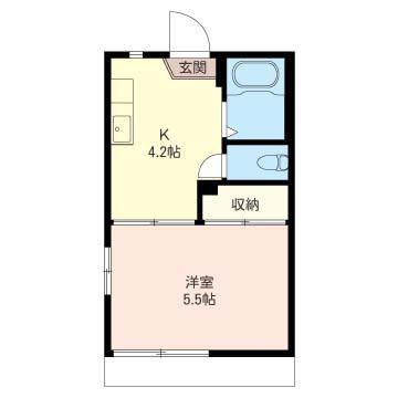 フォーブル村上A(1K/1階)の間取り写真
