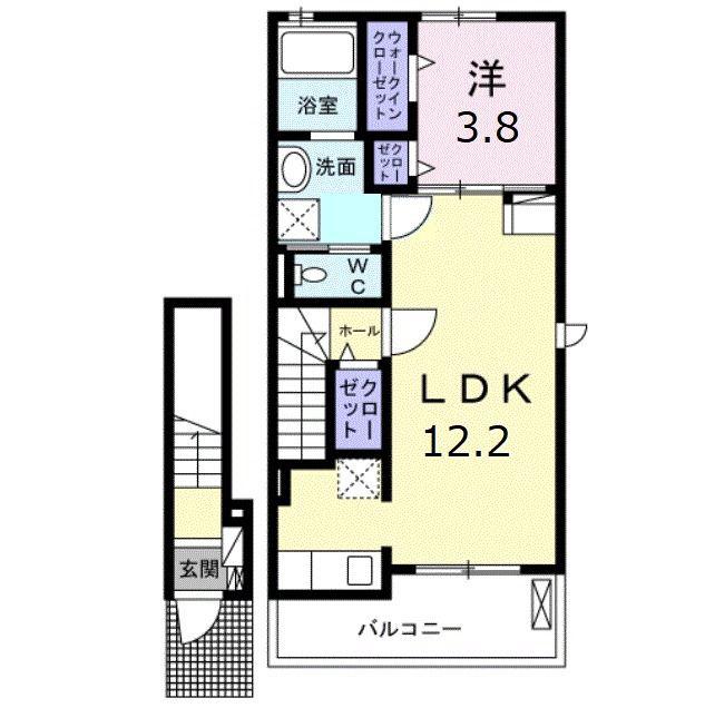 グランスターツA(1LDK/2階)の間取り写真