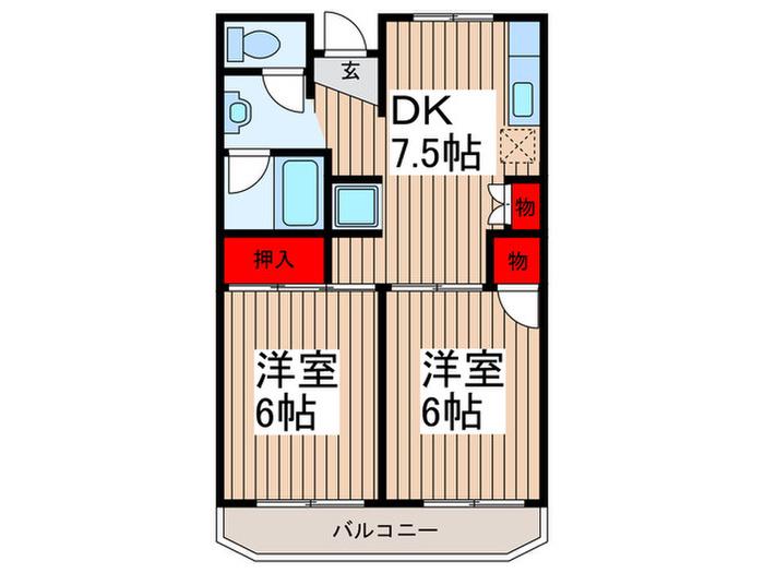 大和田フラット(2DK/2階)の間取り写真