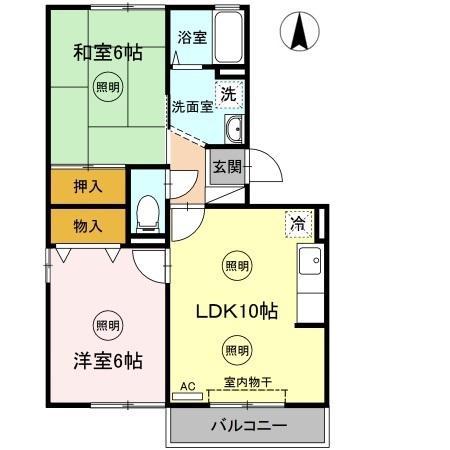 ファミーユタイチ(2LDK/2階)の間取り写真