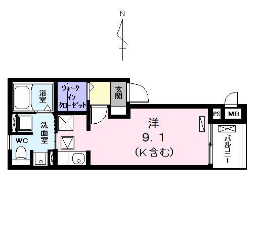 コントレイル(ワンルーム/1階)の間取り写真