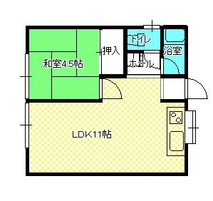 グリーンハイツアイ(1LDK/1階)の間取り写真
