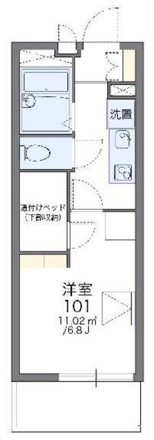 レオパレスネクシアII(1K/1階)の間取り写真