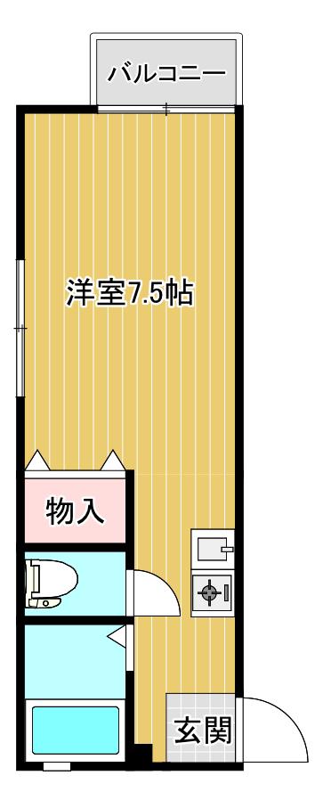 エクセル米山(ワンルーム/2階)の間取り写真