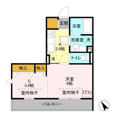 ファイン ビュー(2K/1階)の間取り写真