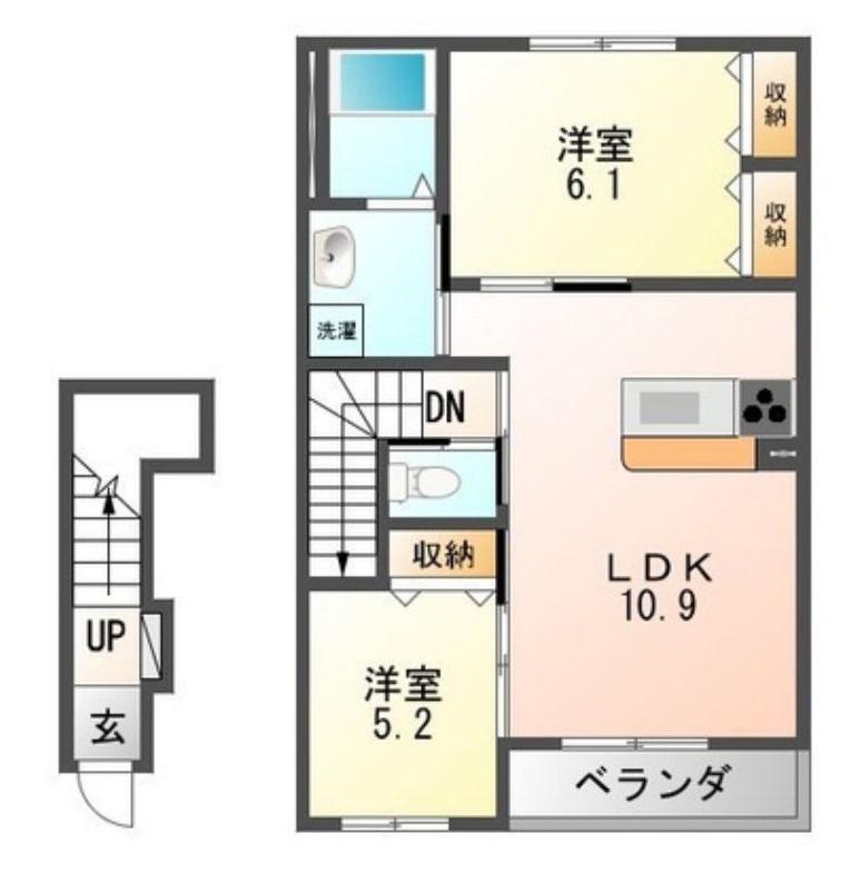 ラフォーレ山科(2LDK/2階)の間取り写真