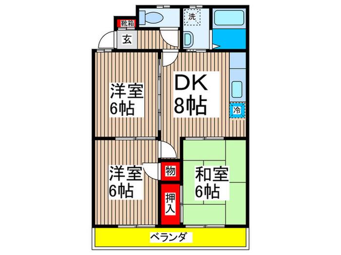 ファミールハラダ1(3DK/2階)の間取り写真