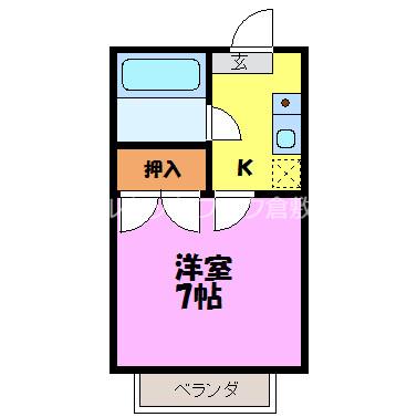 ケントハウス(1K/2階)の間取り写真