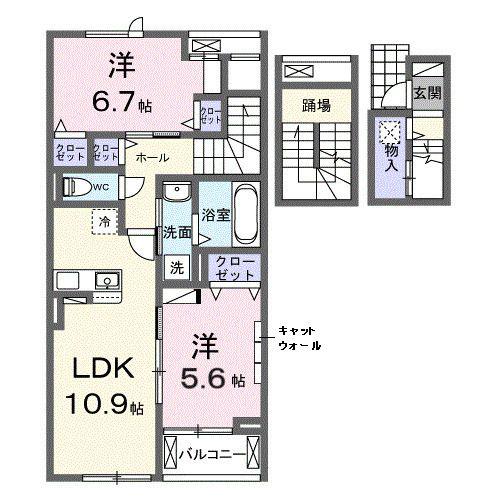 ラヴィアンローズ(2LDK/3階)の間取り写真