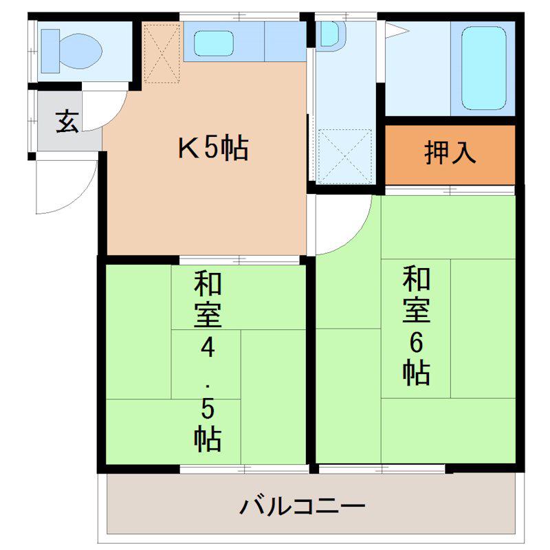 鈴木アパート(2K/2階)の間取り写真