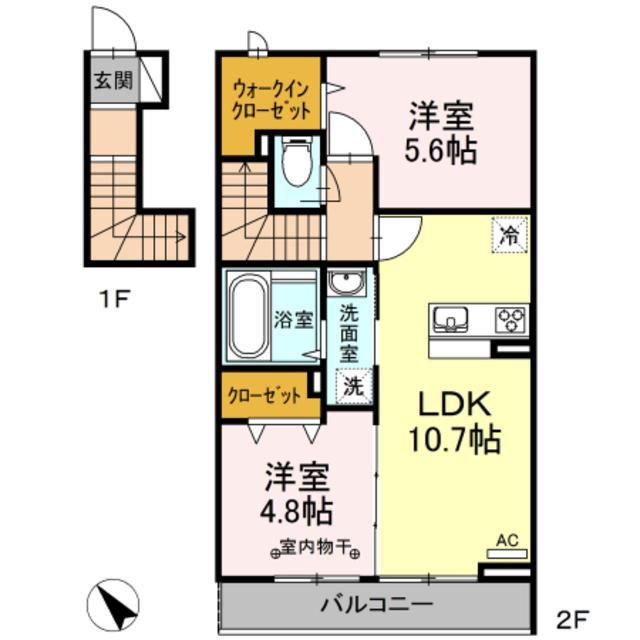 ラウレア瑞江(2LDK/2階)の間取り写真