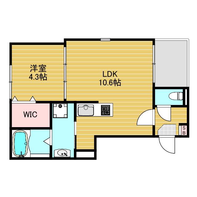 パラシオ柴島(1LDK/1階)の間取り写真